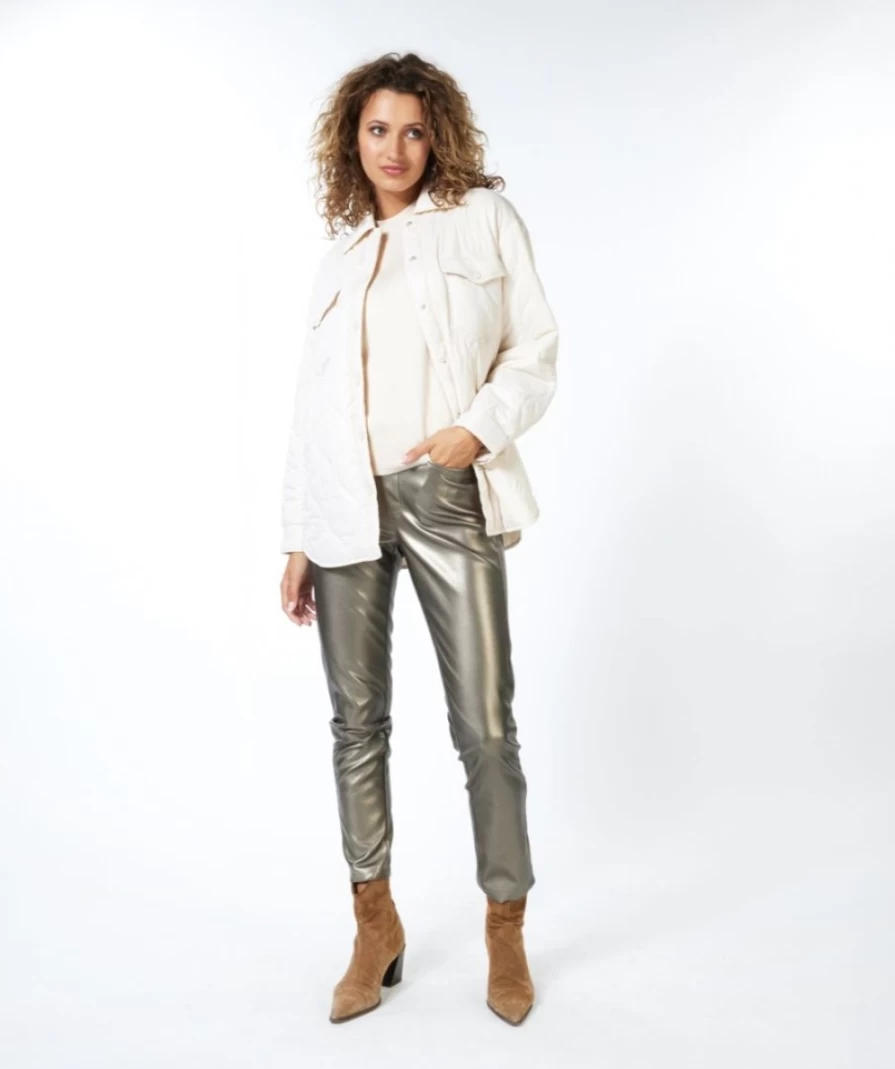 ESQUALO Off White Quilted Shacket - Lightweight Winter Jacket for Women & Men