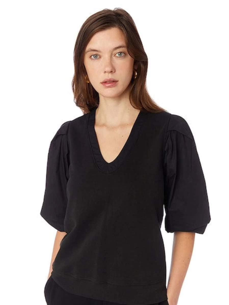 MARIE OLIVER Viva Popover Top - Washed Black Women's Blouse
