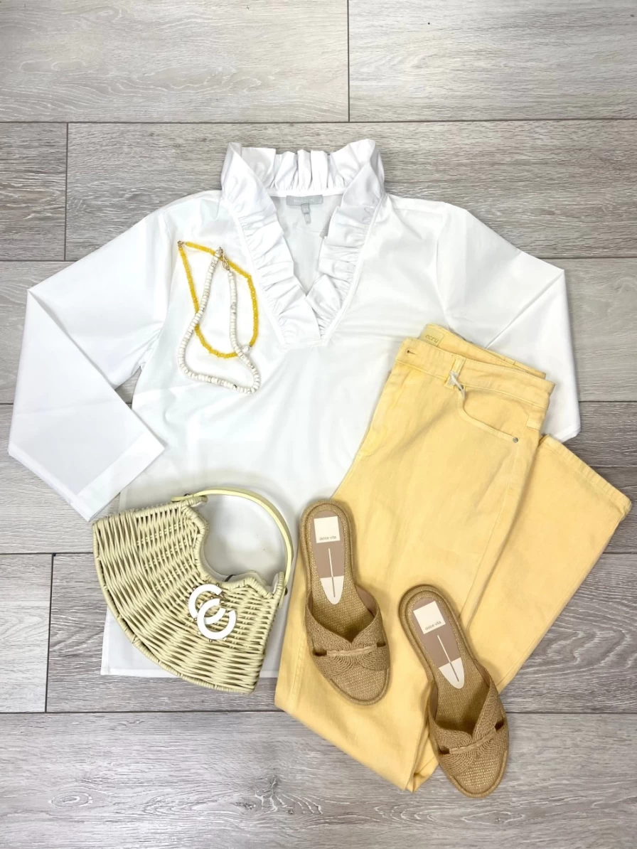 HINSON WU Helena White Top - Women's Elegant Blouse for Casual & Office Wear