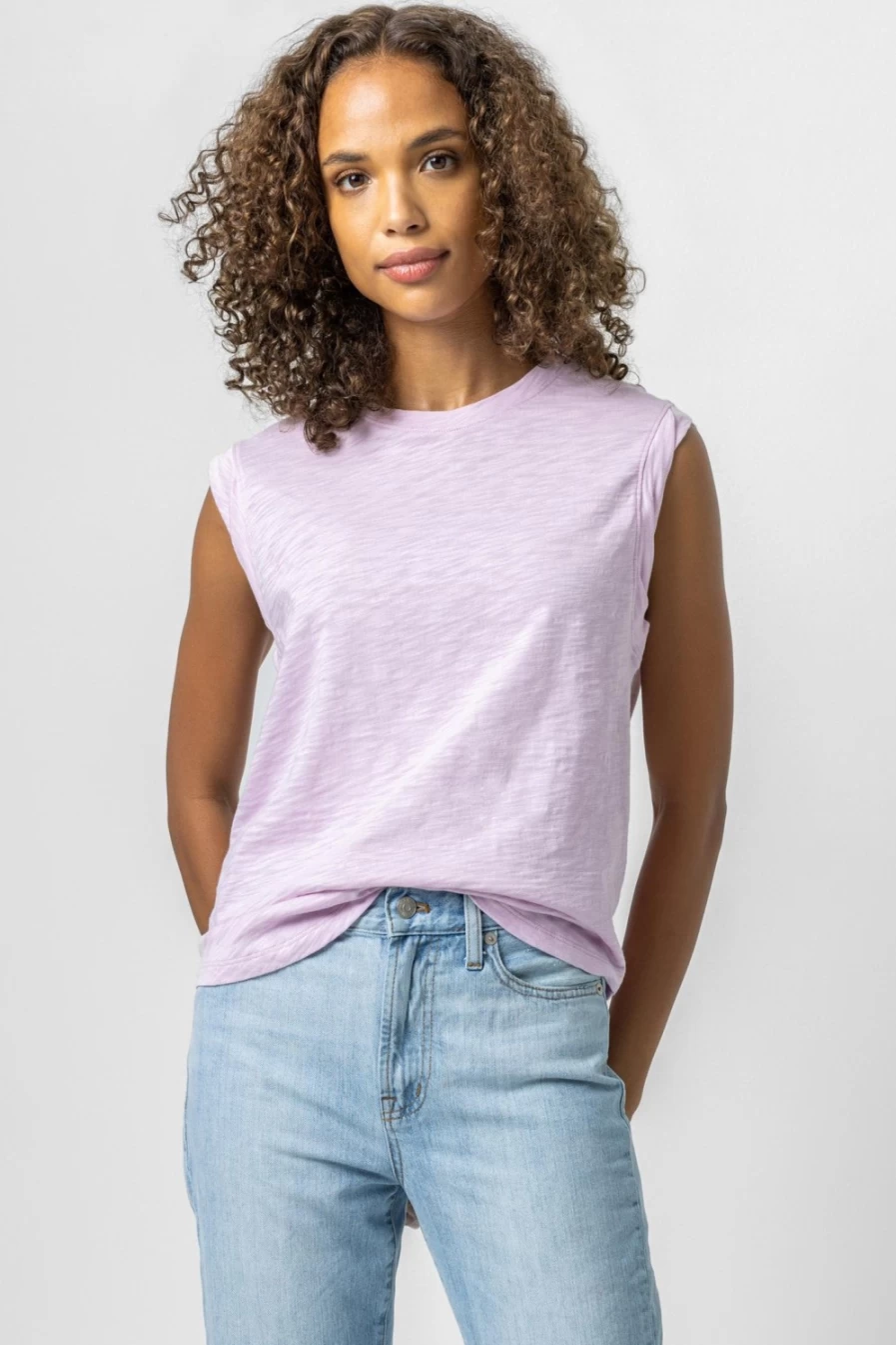 LILLA P Twisted Binding Sleeveless Crewneck Top - Women's Fashion Final Sale