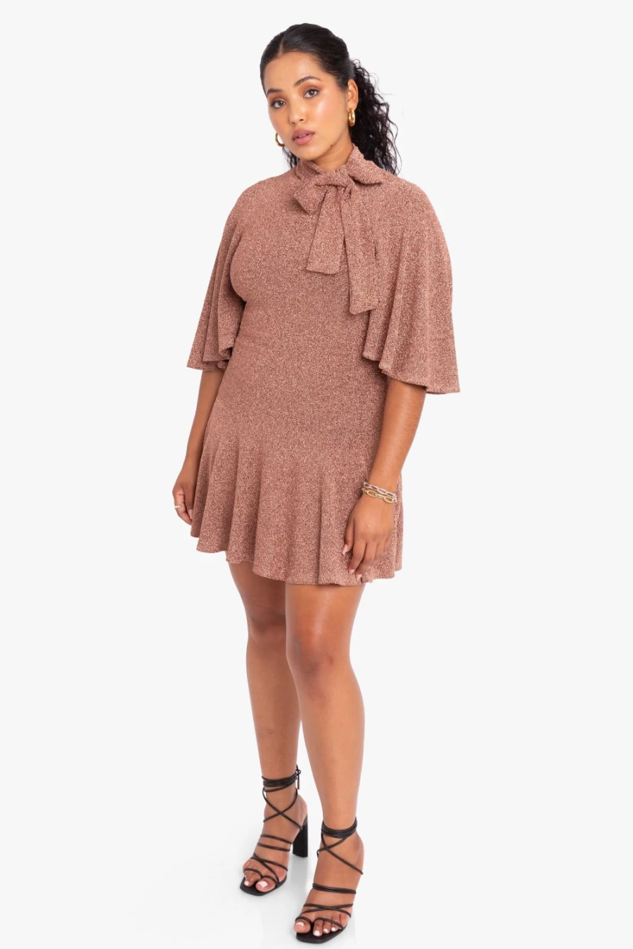 BLACK HALO Coralia Mini Dress In Copper Zest - Elegant Copper-Toned Party Dress