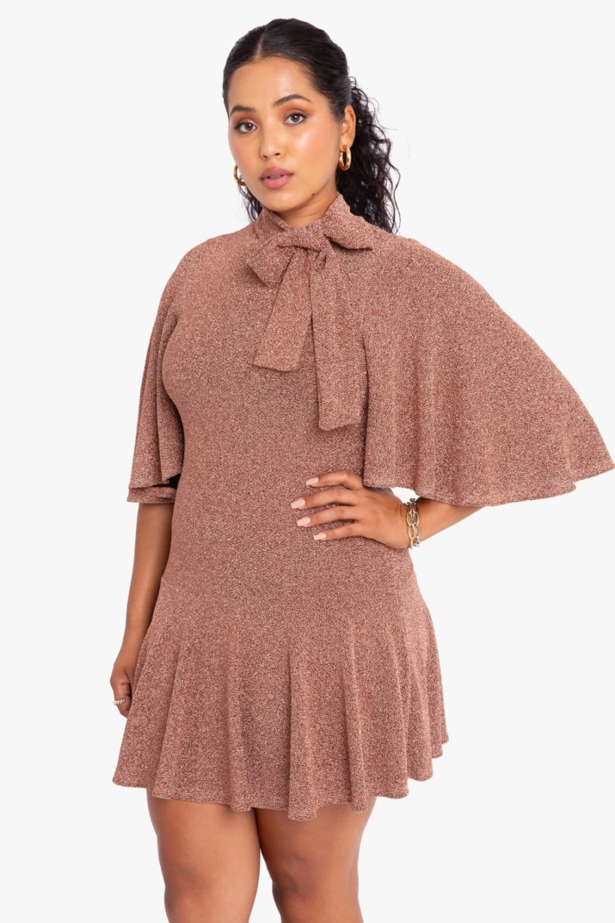 BLACK HALO Coralia Mini Dress In Copper Zest - Elegant Copper-Toned Party Dress