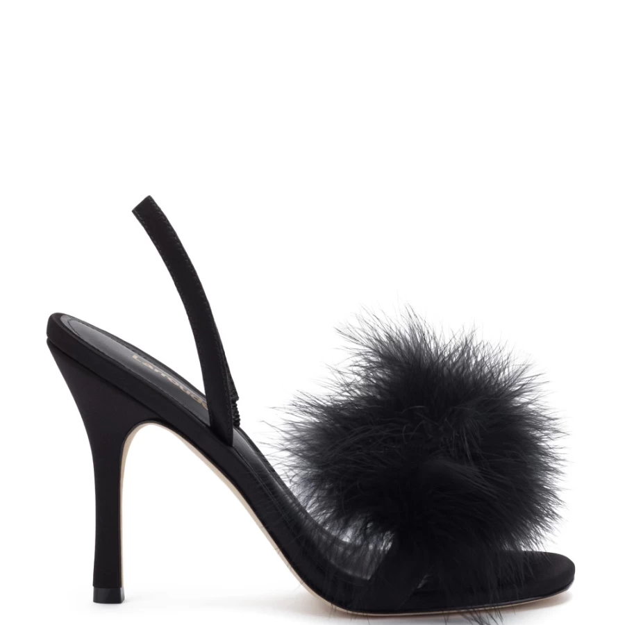 Larroude Marilyn Black Satin Sandals Women's Luxury Designer Shoes