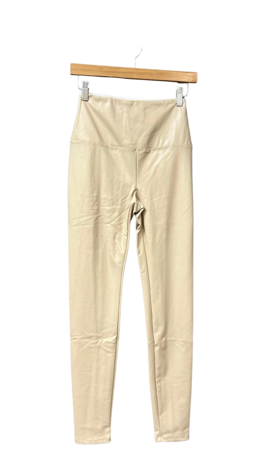 LYSSE Textured Vegan Leather Leggings in Bisque - Stylish Faux Leather Pants for Women
