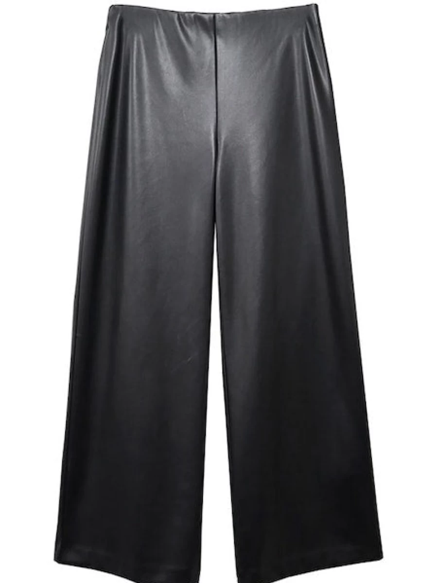 FIFTEEN TWENTY Vegan Leather Black Wide Leg Cropped Pants for Women