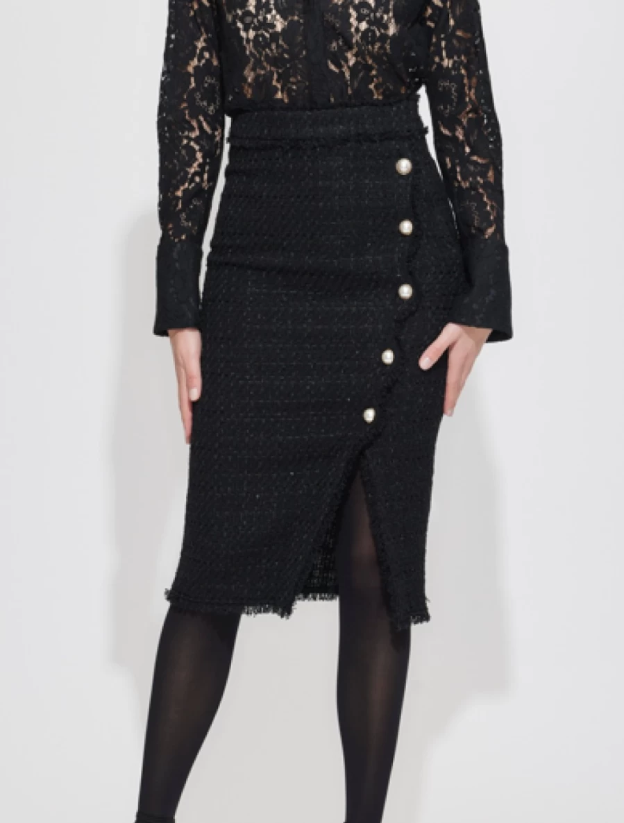 "GENERATION LOVE Black Chantel Tweed Skirt | Women's Fashion Skirt"