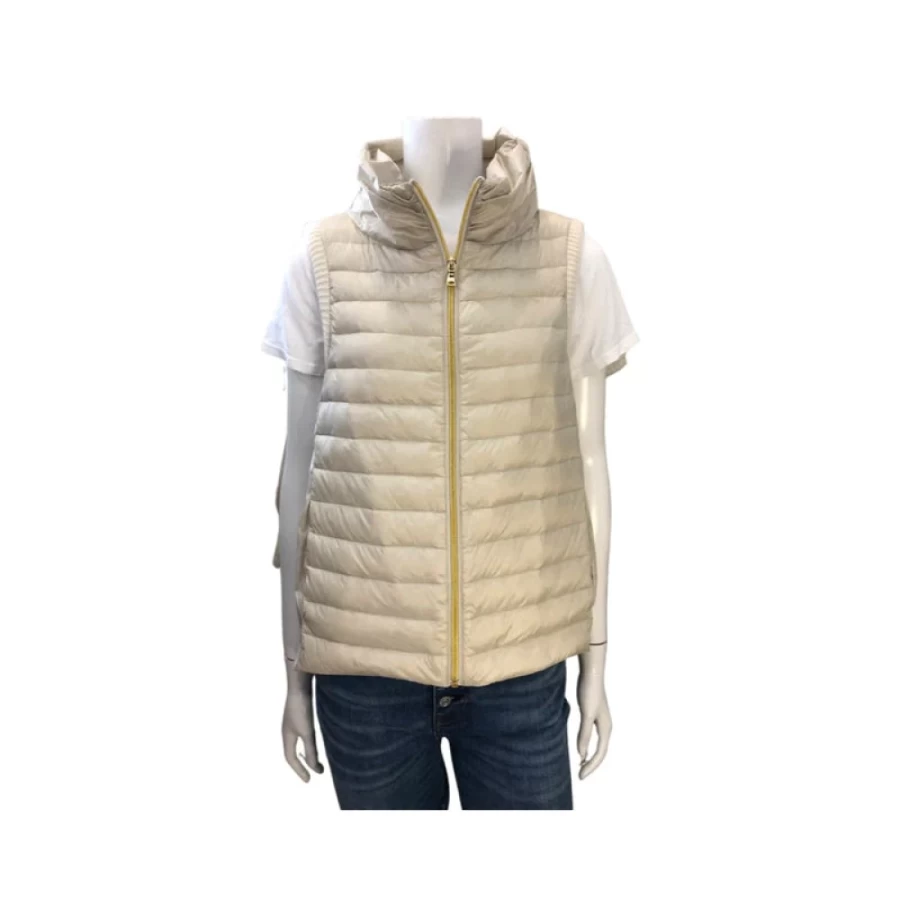 CORTLAND PARK Women's White Snow Gilt Vest - Elegant Winter Fashion Puffer Jacket