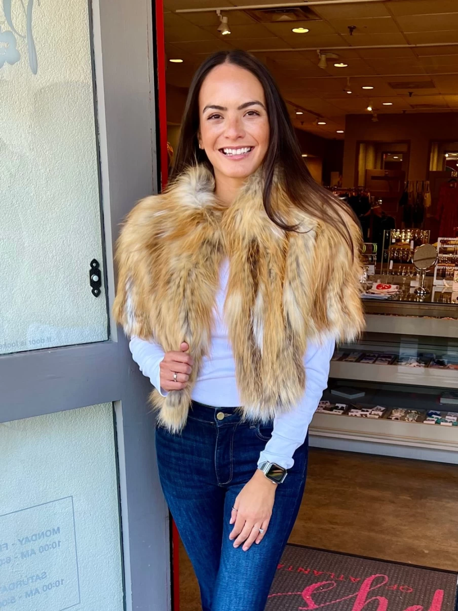 DIOMI Brown Multi Fur Knitted Jacket - Women's Winter Fashion Cozy Outerwear