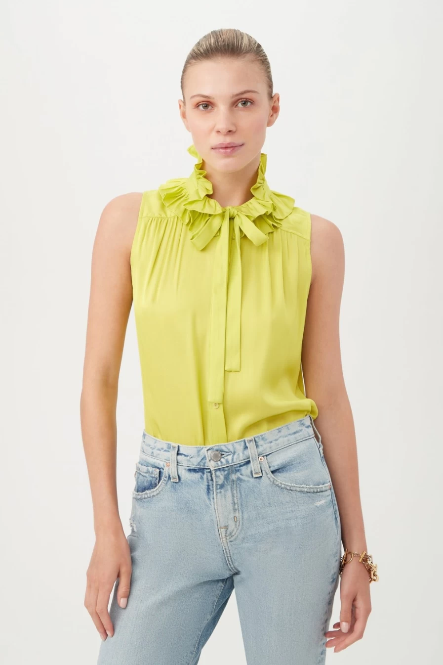 TRINA TURK Cinzia Lime Green Top Women's Blouse Final Sale
