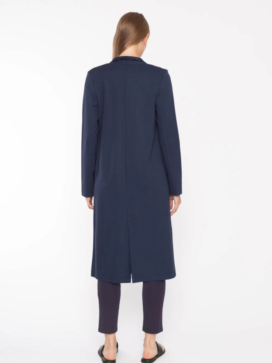 RIPLEY RADER Navy Ponte Knit Duster Jacket - Women's Longline Cardigan Coat