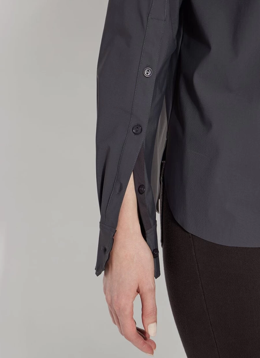 LYSSE Jodi Slim Fit Charcoal Button Down Shirt for Women