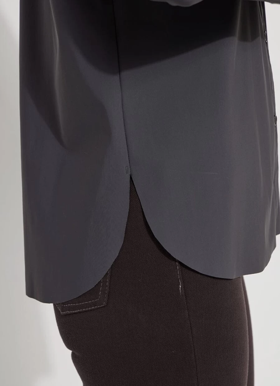 LYSSE Jodi Slim Fit Charcoal Button Down Shirt for Women