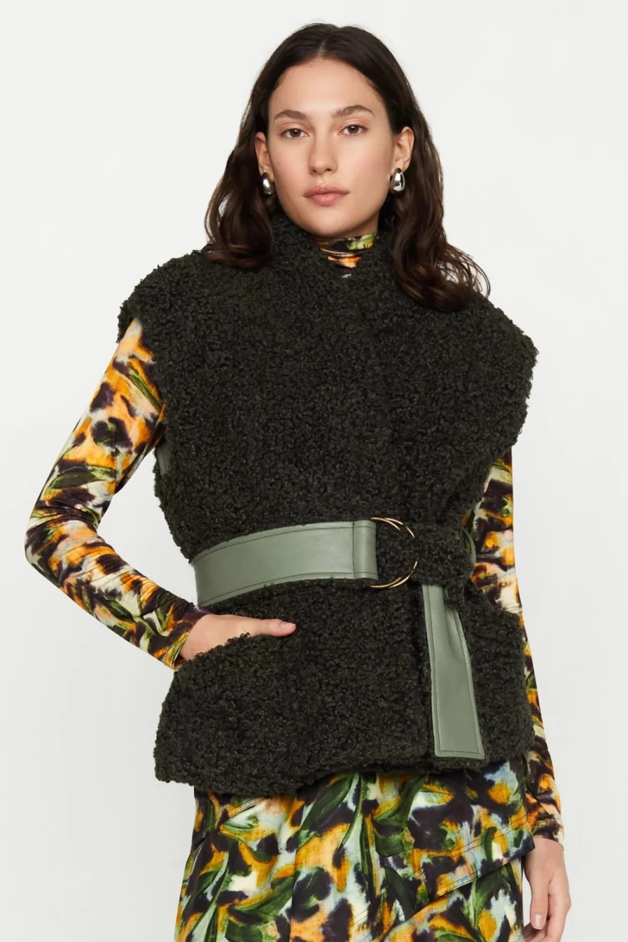 MARIE OLIVER Astrid Army Green Vest - Women's Casual Outerwear