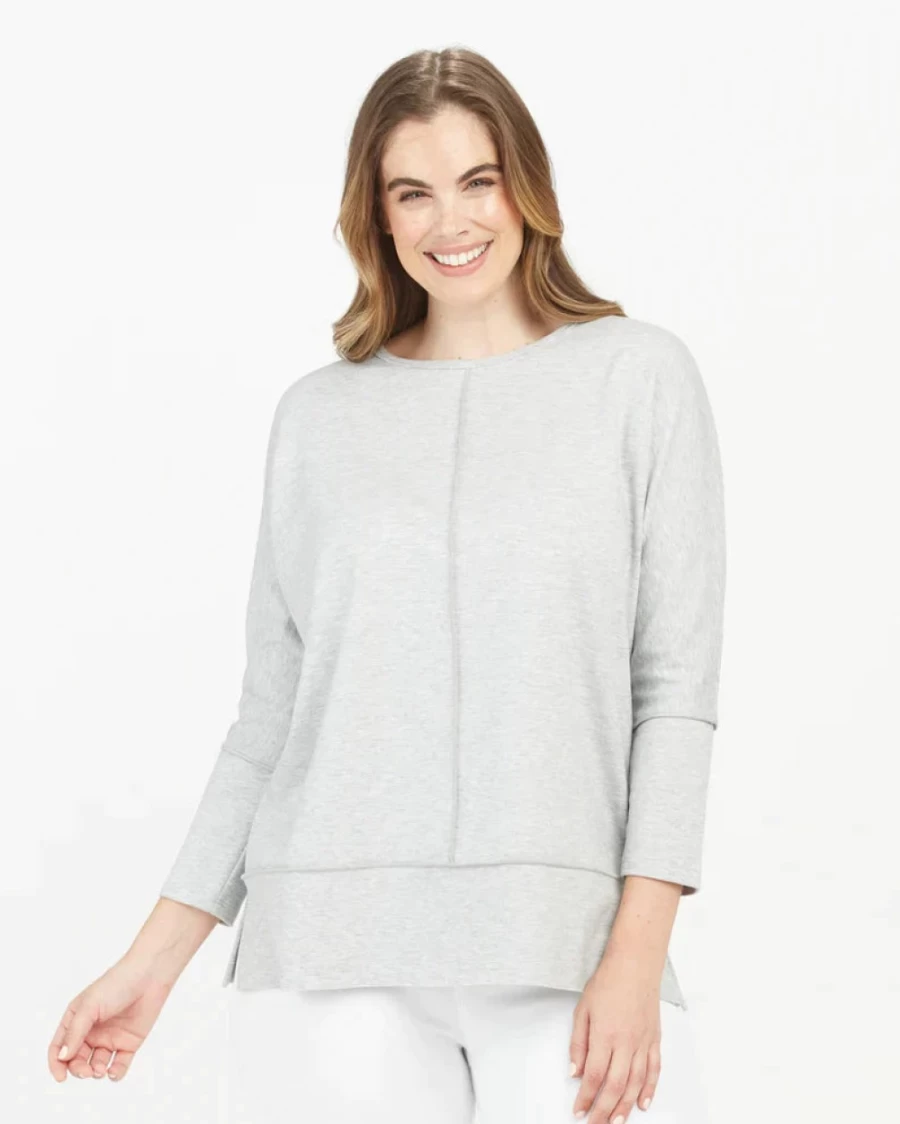 SPANX Soft Grey Heather Dolman Sleeve Top - Perfect Length Women's Casual Shirt