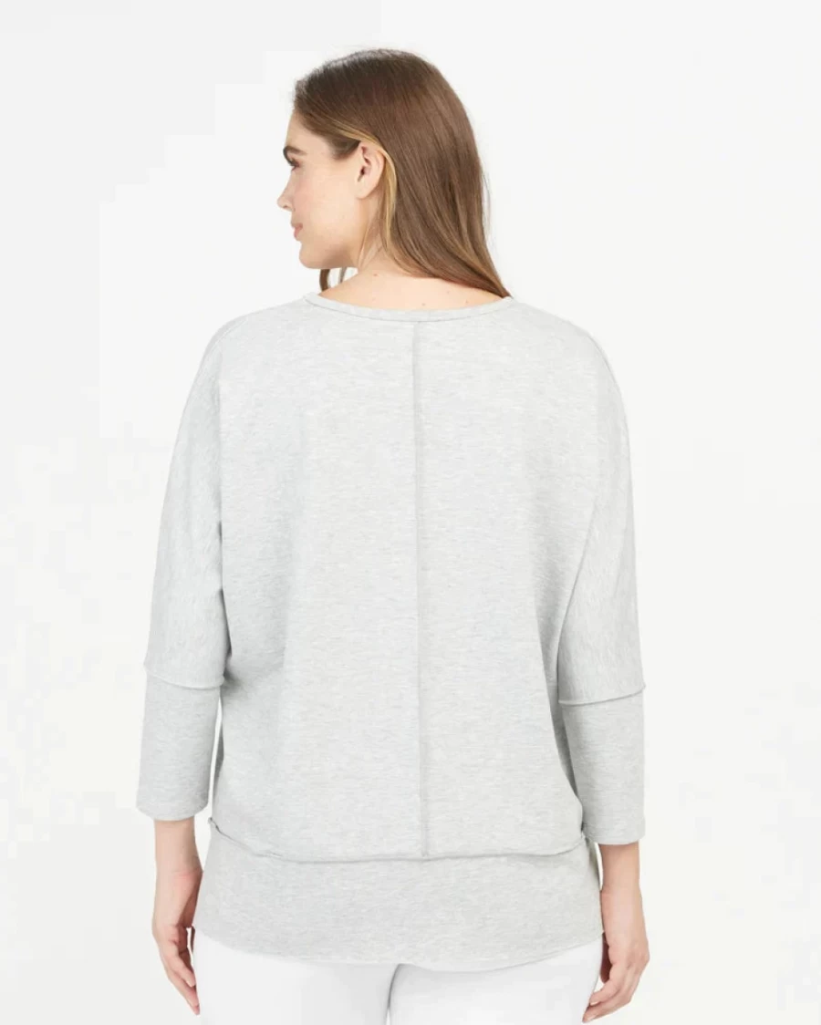 SPANX Soft Grey Heather Dolman Sleeve Top - Perfect Length Women's Casual Shirt