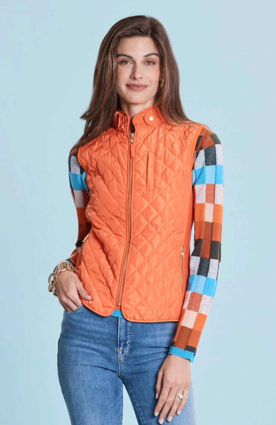TYLER BOE Men's Moto Quilted Vest - Sunset Color, Lightweight Biker Jacket, Stylish Outerwear for Men