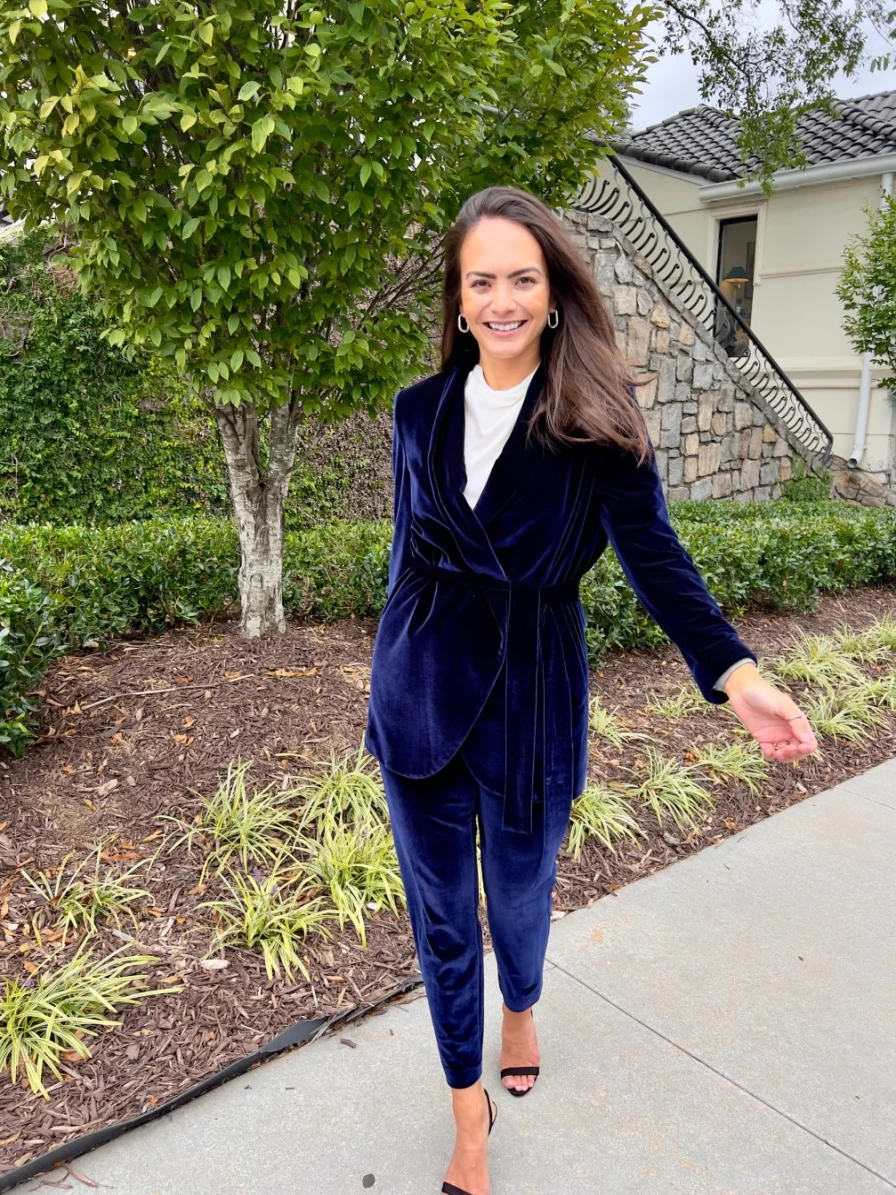 212 Goods Navy Blue Velvet Jacket - Christie Stylish Women's Outerwear