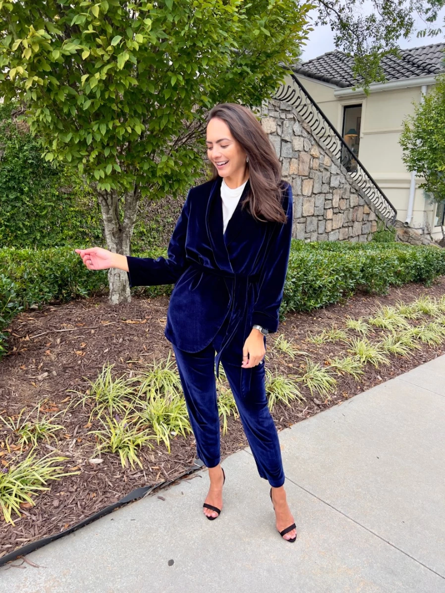 212 Goods Navy Blue Velvet Jacket - Christie Stylish Women's Outerwear