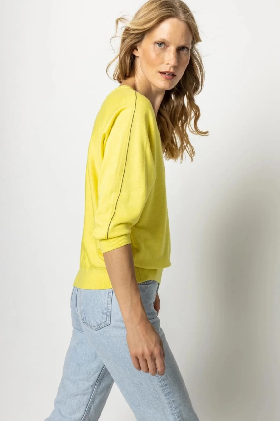 LILLA P Women's Double V-Neck Dolman Sleeve Citrus Color Sweater