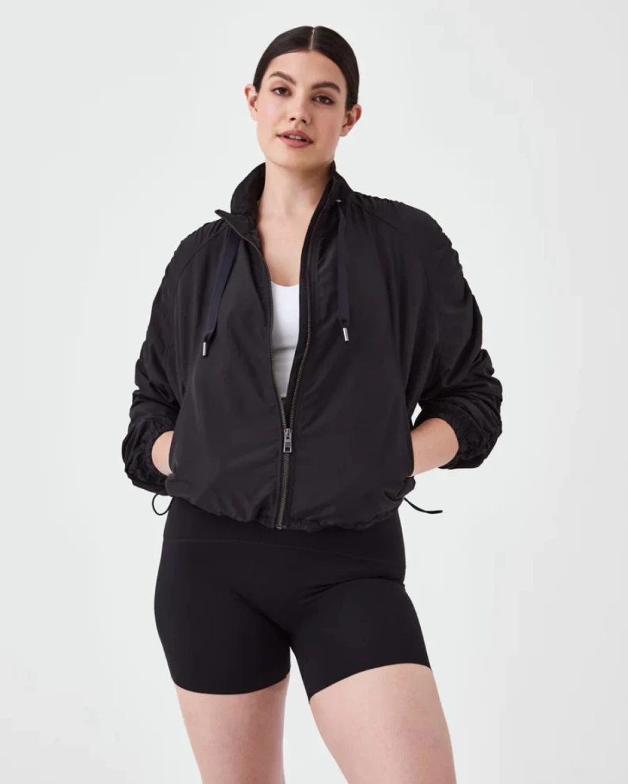 SPANX Black Organza Windbreaker – Lightweight Stylish Jacket for Women