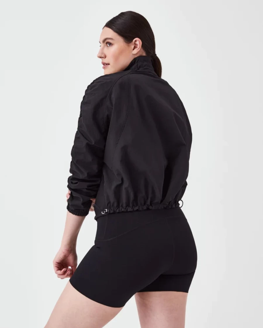 SPANX Black Organza Windbreaker – Lightweight Stylish Jacket for Women