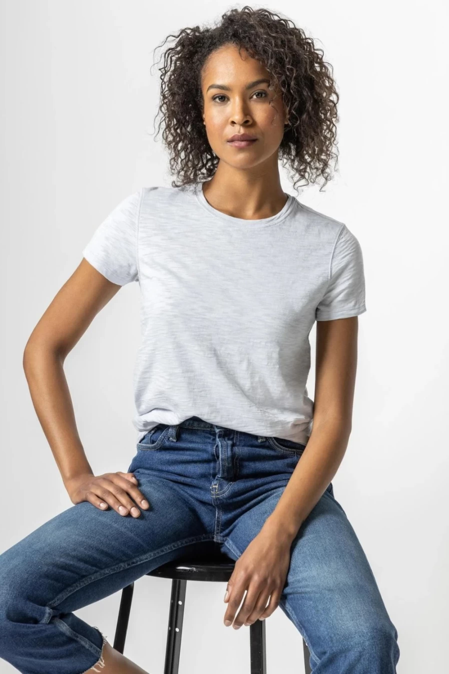LILLA P Women's Iceberg Short Sleeve Back Seam T-Shirt Casual Comfort Fit Tee