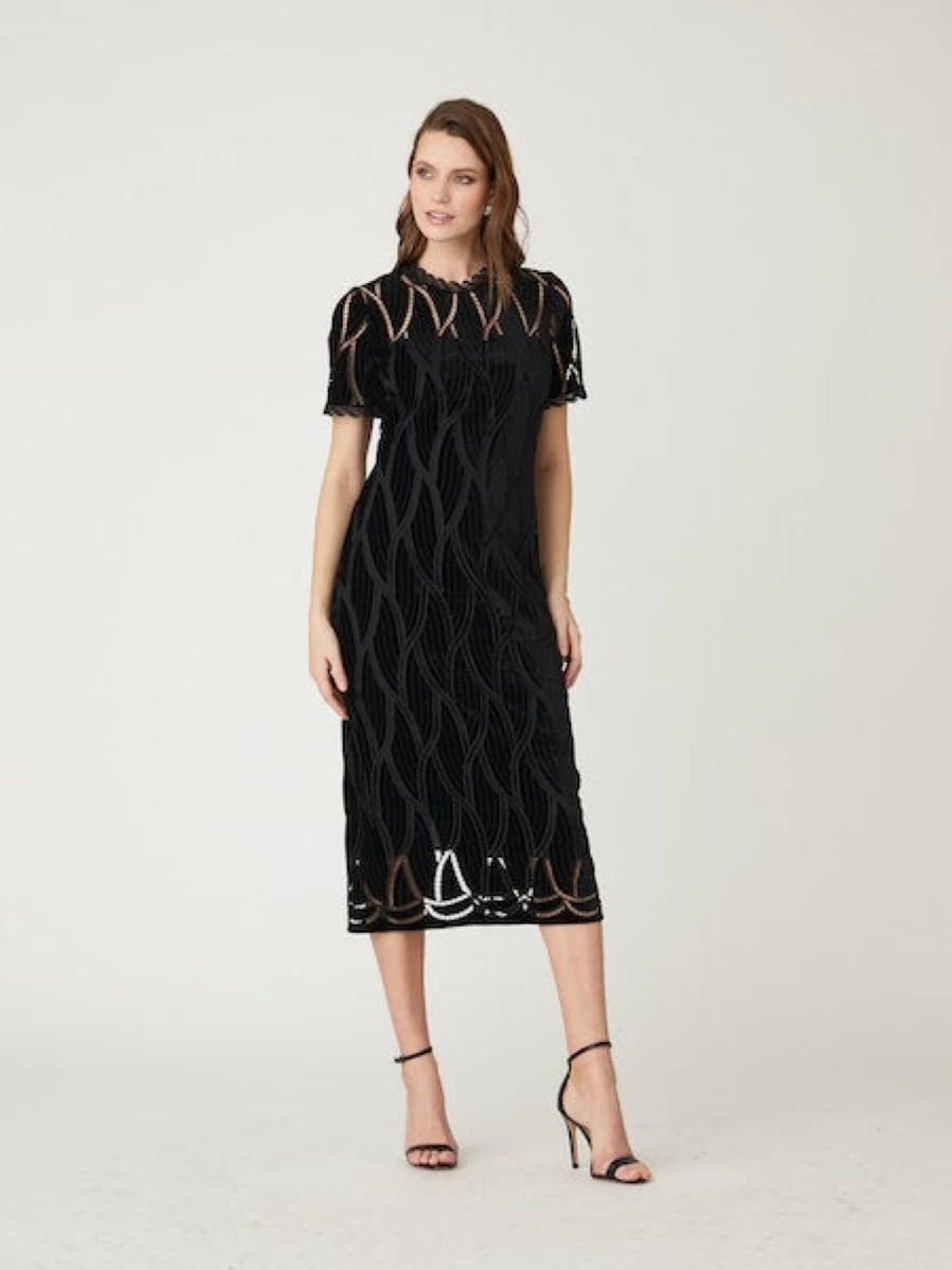 SHOSHANNA Kirya Jet Black Dress - Elegant Women's Evening Gown