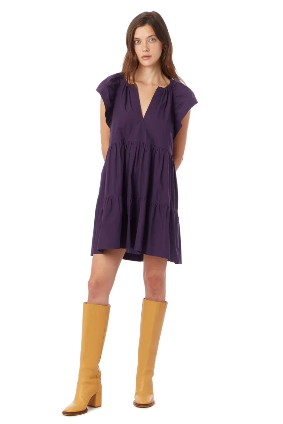 MARIE OLIVER Women's Plum Kara Dress - Elegant A-Line Midi Dress for Casual & Party Wear