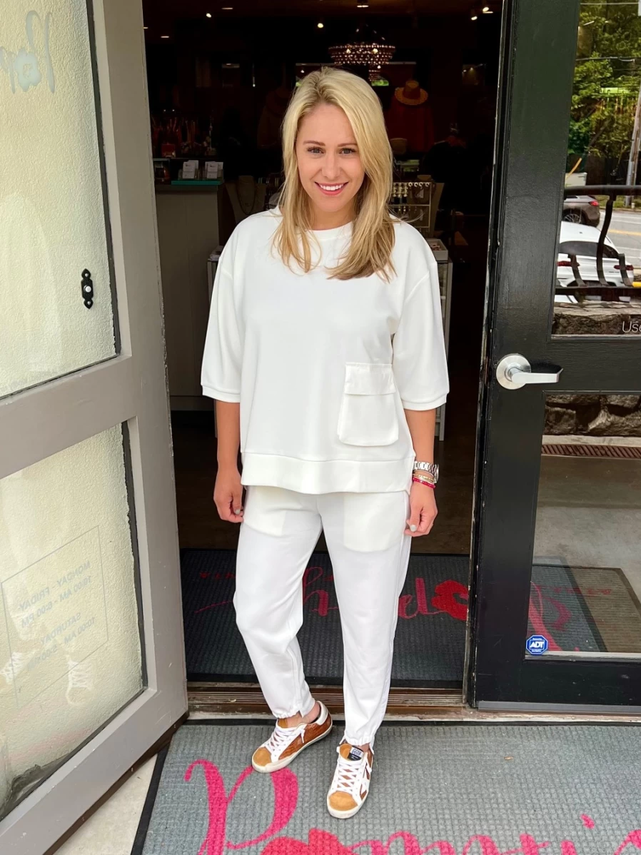 JOH Women's Katie High-Waisted White Pants - Classic Fit Comfortable Casual Trousers