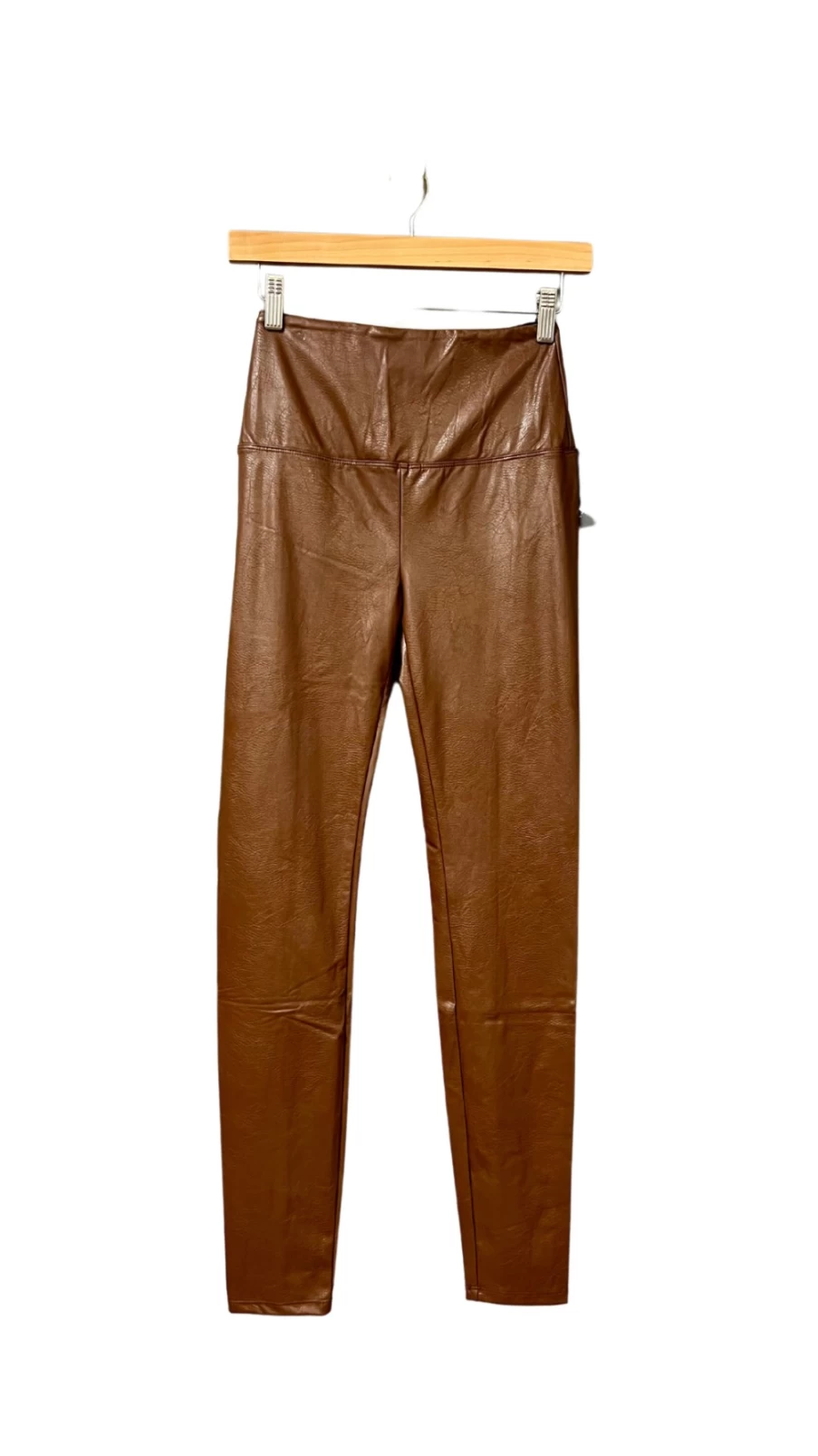 LYSSE Whiskey Brown Textured Vegan Leather High-Waist Leggings for Women