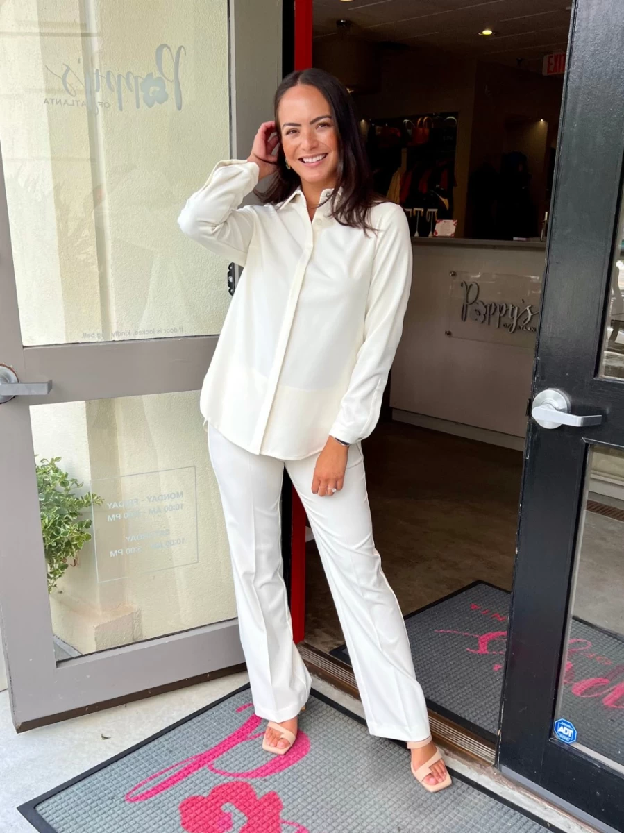 ESTELLE AND FINN Ivory Straight Leg Full Length Pants for Women
