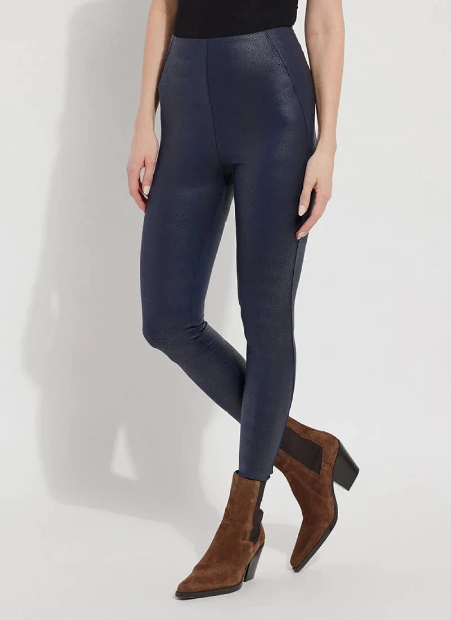 LYSSE True Navy Snake Pattern Matilda Foil Leggings