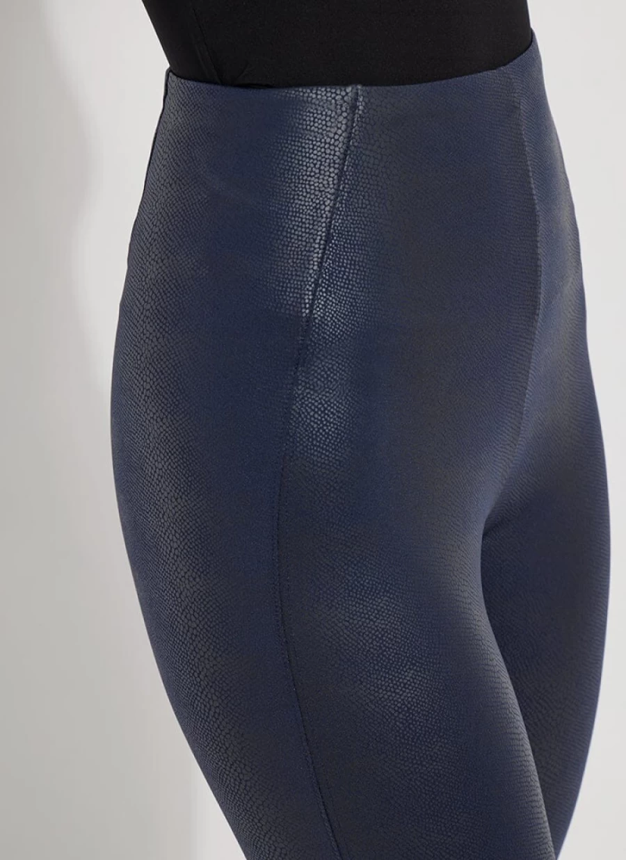 LYSSE True Navy Snake Pattern Matilda Foil Leggings