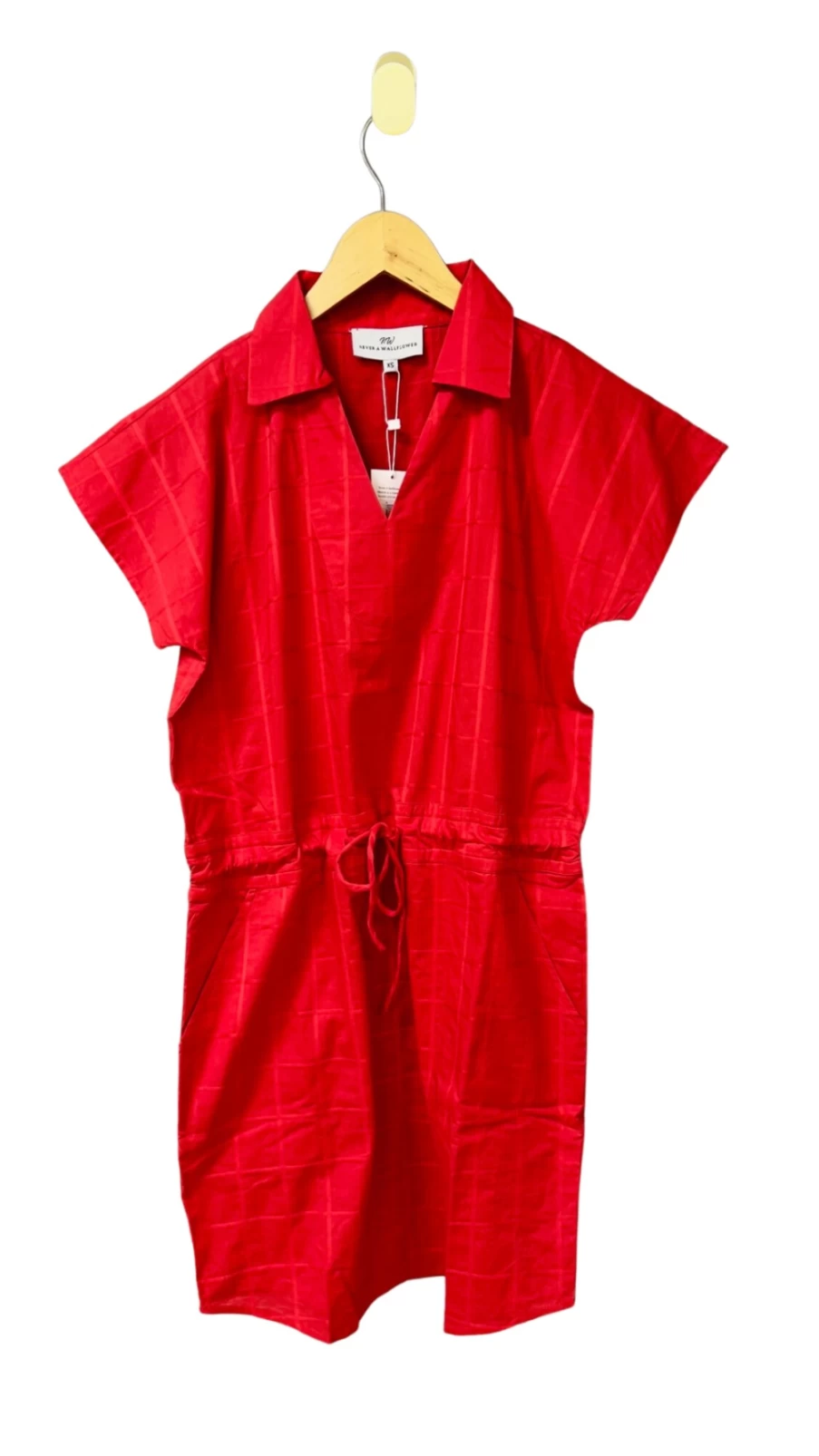 "NEVER A WALLFLOWER Red Windowpane Track Dress - Final Sale"